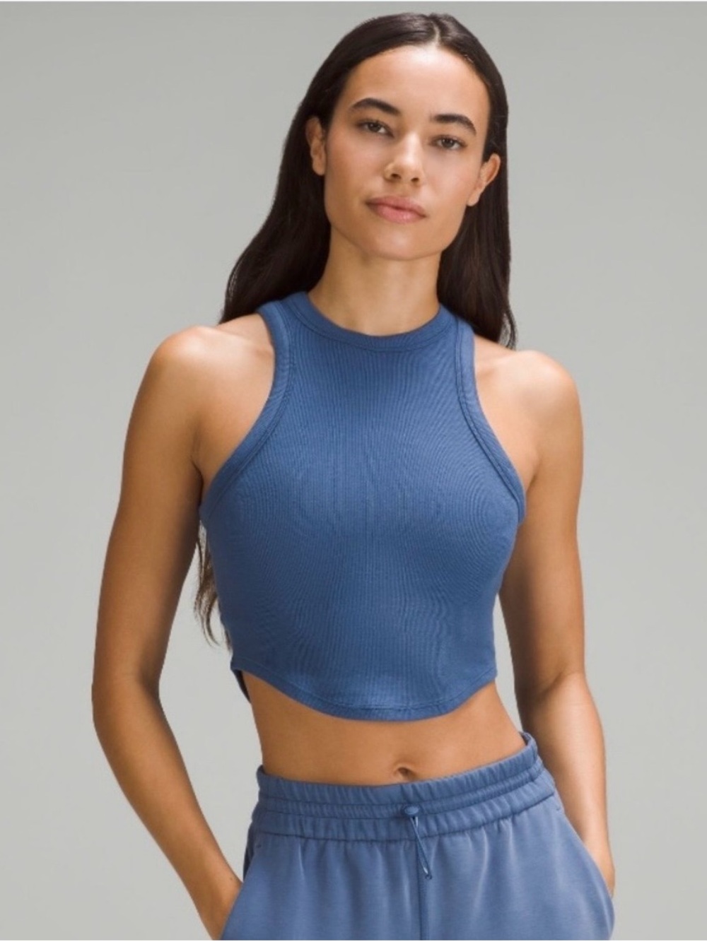 lululemon athletica Blue Ribbed Crop Tank